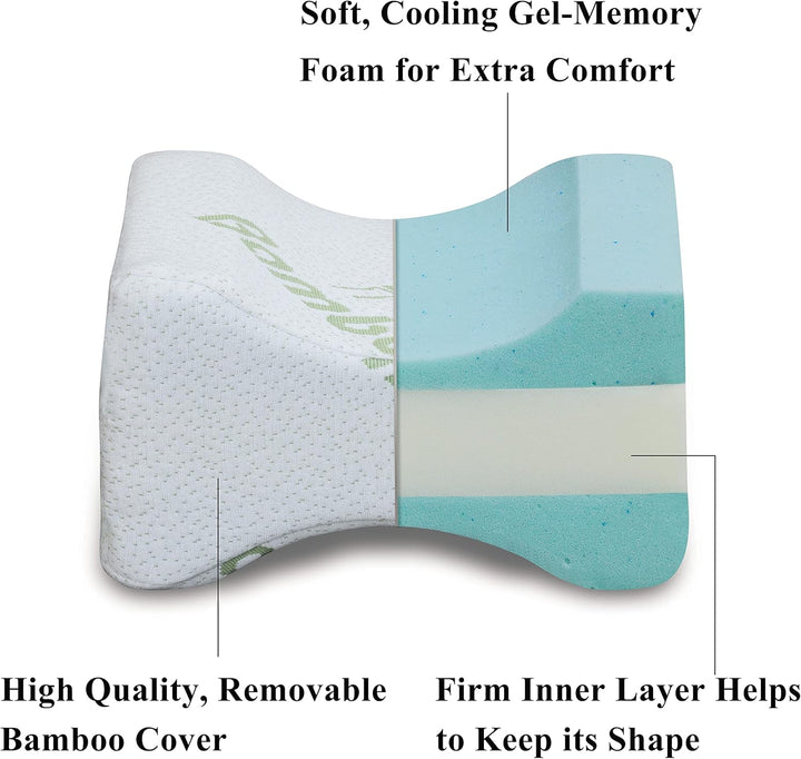 Contoured High-Density Memory Foam Knee Pillow for Side Sleeping | Align Spine, Hips and Knees | Knee Pillows