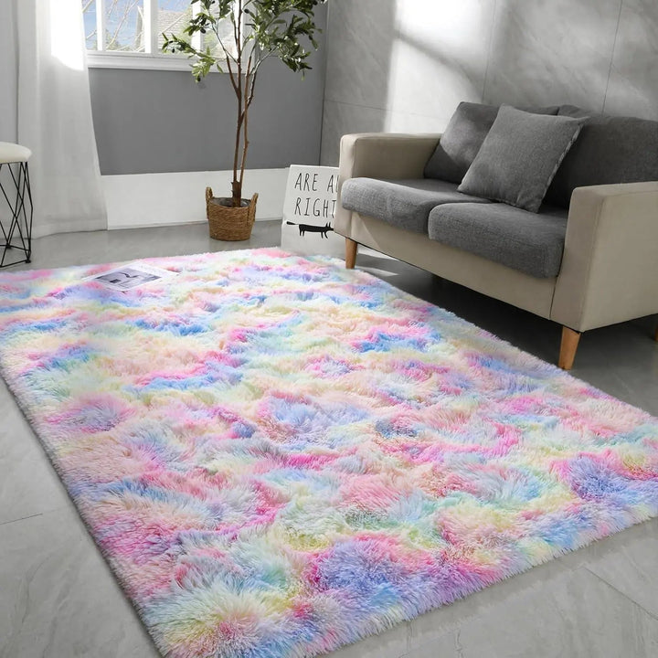 Soft Velvet Tie Dye Rug with Anti-Slip Backing | Plush Colour Underfoot | Rugs