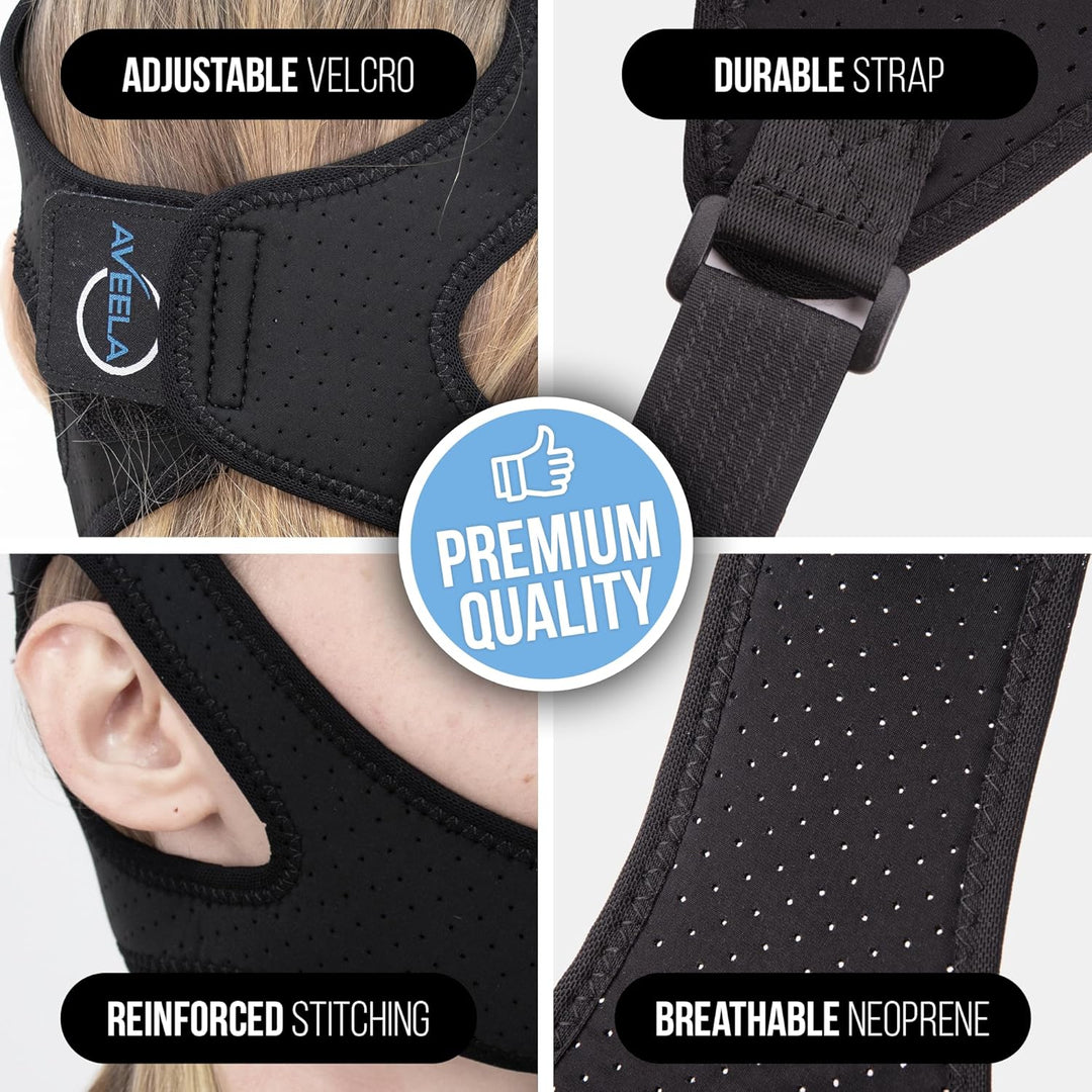 Adjustable Breathable Chin Strap for Mouth Breathers, Lightweight Overnight Wear | Chin Strap for Quieter Nights | Anti-Snoring Aids