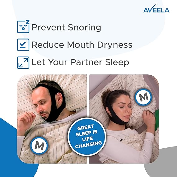 Adjustable Breathable Chin Strap for Mouth Breathers, Lightweight Overnight Wear | Chin Strap for Quieter Nights | Anti-Snoring Aids