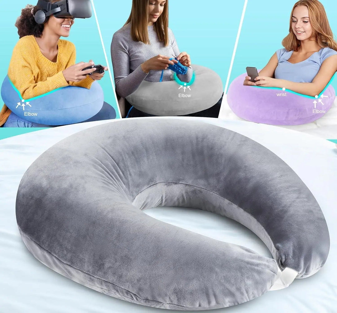 U-Shaped Lap Gaming Pillow with Arm Support and Velvet Cover | Soft Rest for Arms and Elbows | Support Pillows