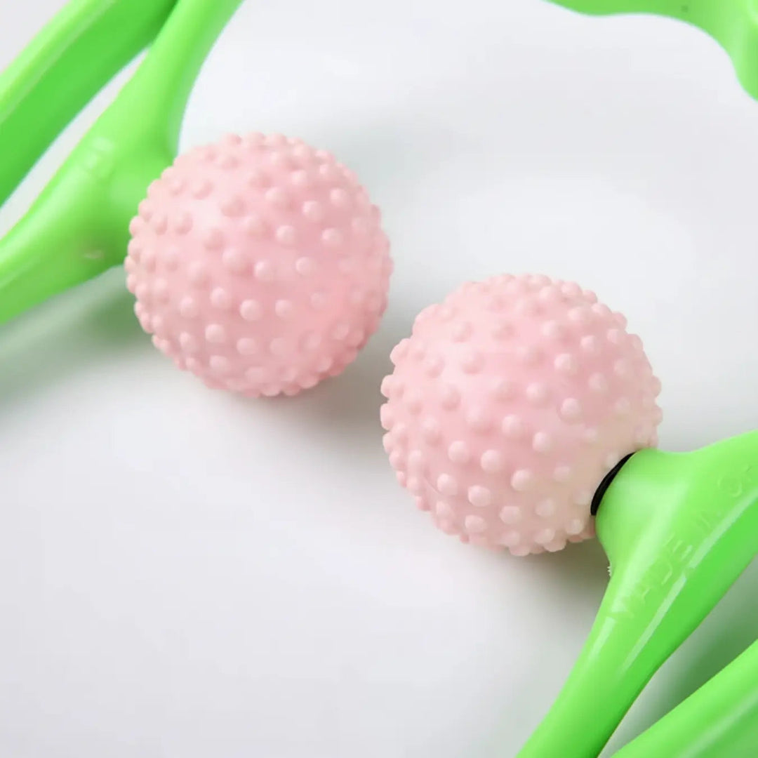 U-Shaped Dual Trigger Point Manual Massager with Roller Ends | Hand-Powered Pressure Roller | Massagers