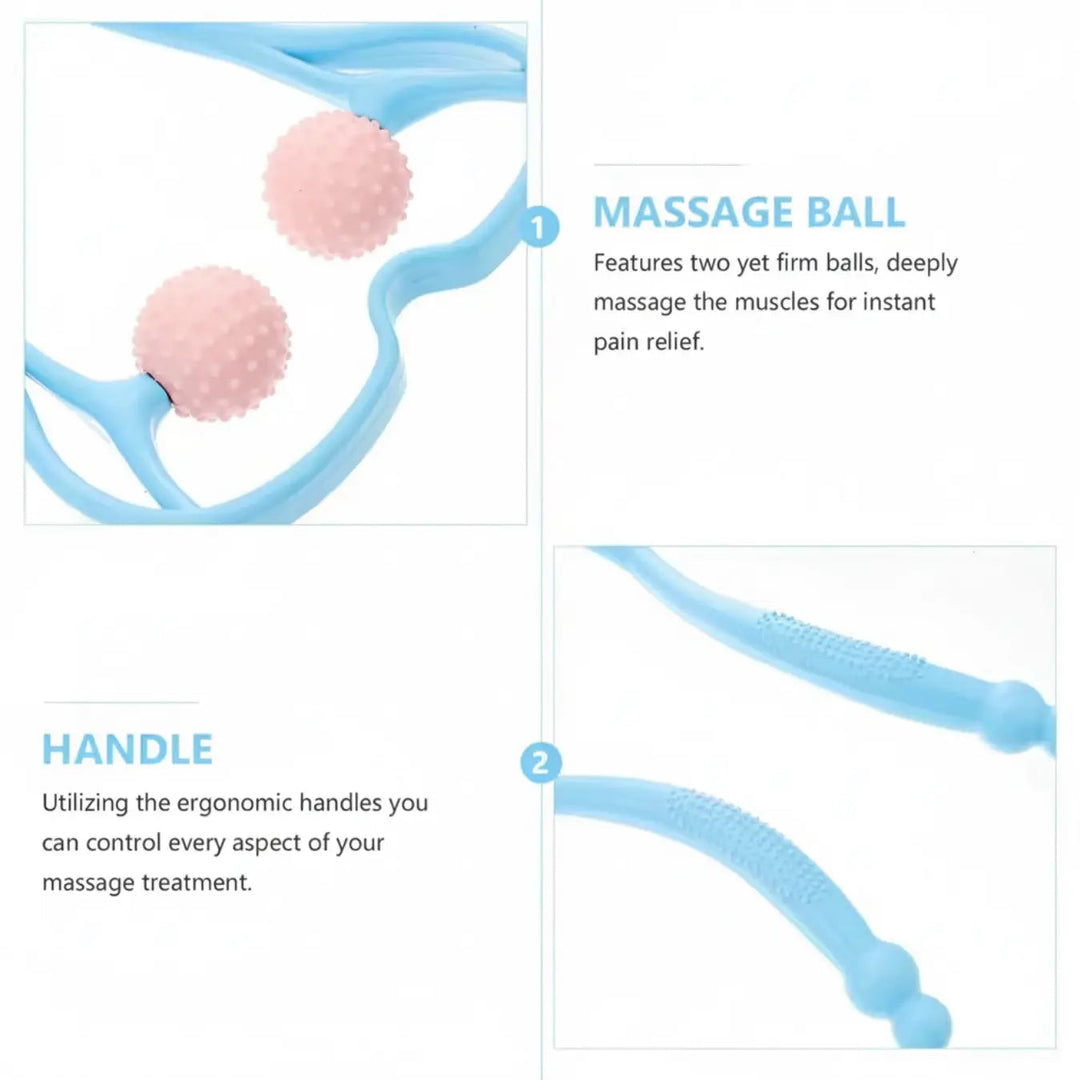 U-Shaped Dual Trigger Point Manual Massager with Roller Ends | Hand-Powered Pressure Roller | Massagers