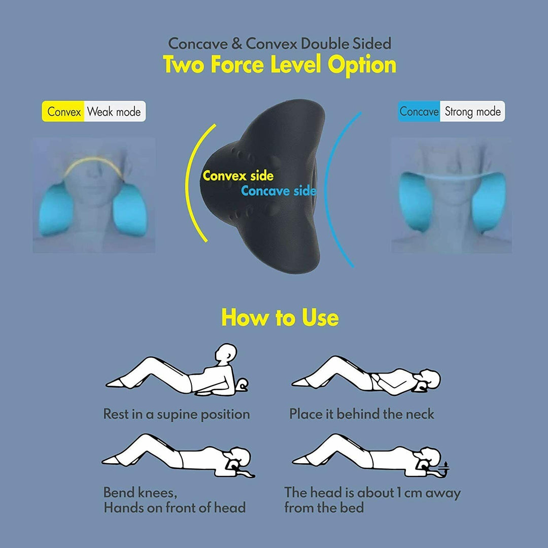 Cervical Neck Stretching Pillow with Massage Nodes and Two Intensity Levels | Dual-Intensity Neck Rest With Nodes | Massagers