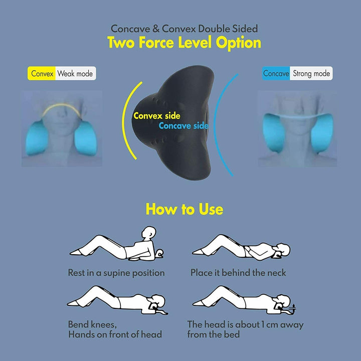 Cervical Neck Stretching Pillow with Massage Nodes and Two Intensity Levels | Dual-Intensity Neck Rest With Nodes | Massagers