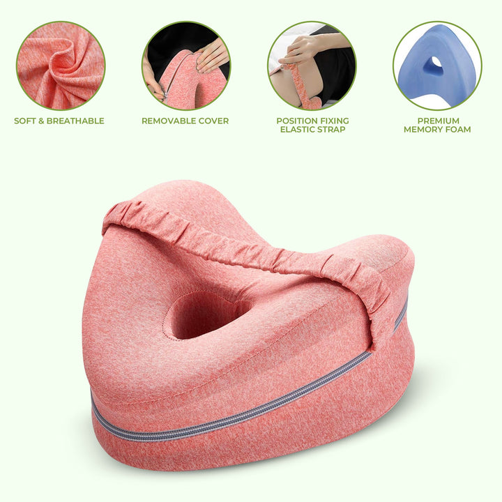 Leg and Knee Memory Foam Support Pillow in Pink, White or Grey | Soft Support for Legs and Knees | Knee Pillows
