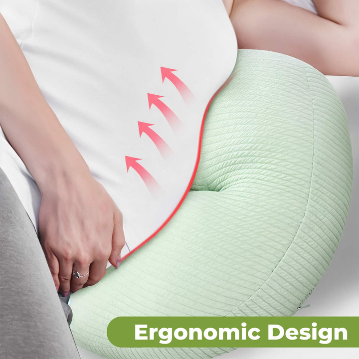 Maternity Side Sleeping Support Pillow in Pink, Green or Grey | Supportive Pillow for Pregnancy Nights | Pregnancy Pillows