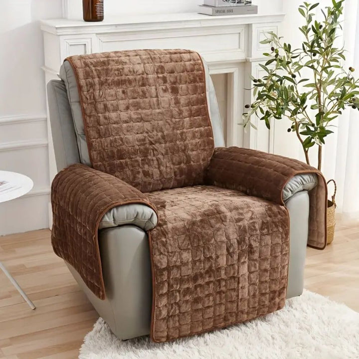 Quilted Velvet Grid Recliner Cover for Single Recliners and Lounge Chairs | Quilted Grid Velvet Comfort | Recliner Covers
