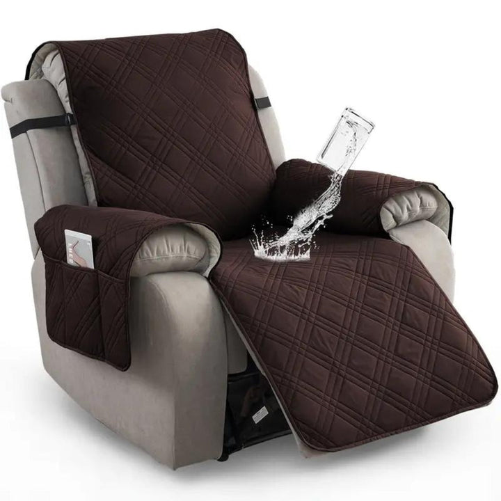 Quilted Waterproof Recliner Slipcover with Side Pocket and Elastic Band | Waterproof Recliner Cover, Fresh Look | Recliner Covers