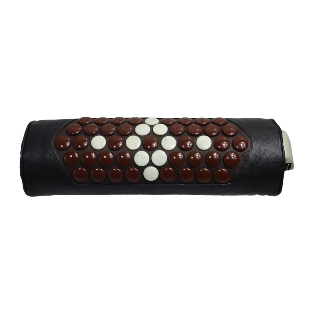 Heated Neck Pillow with Stone Surface and Wired Temperature Controller | Warm Stone Roll for Your Neck | Heated Neck Pillows