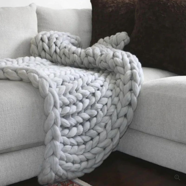 Hand Knitted Wool Blanket with Open Weave in Three Sizes | Soft Wool Warmth All Year | Throw Blankets