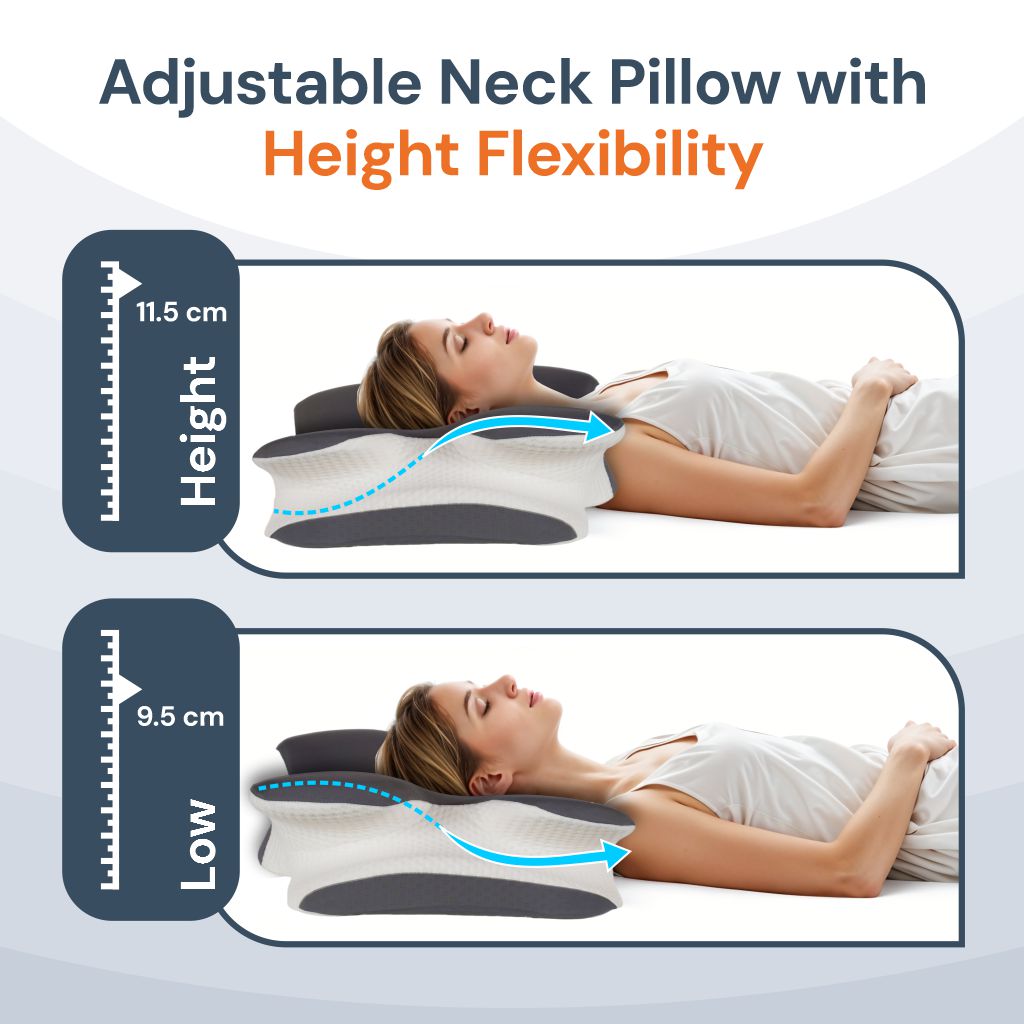 Cervical Pillow with Breathable Ice Silk Pillowcase Included | Cool Comfort From Head to Neck | Bed Pillows