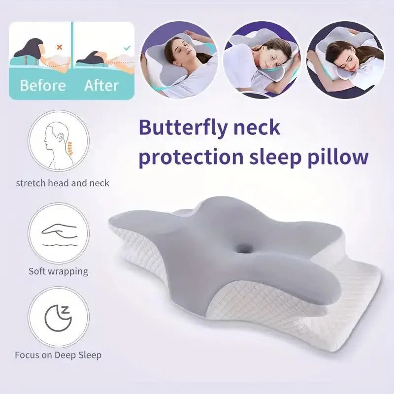Contoured High-Density Memory Foam Neck Pillow for All Sleeping Positions | Cradled Head, Natural Neck Line | Bed Pillows