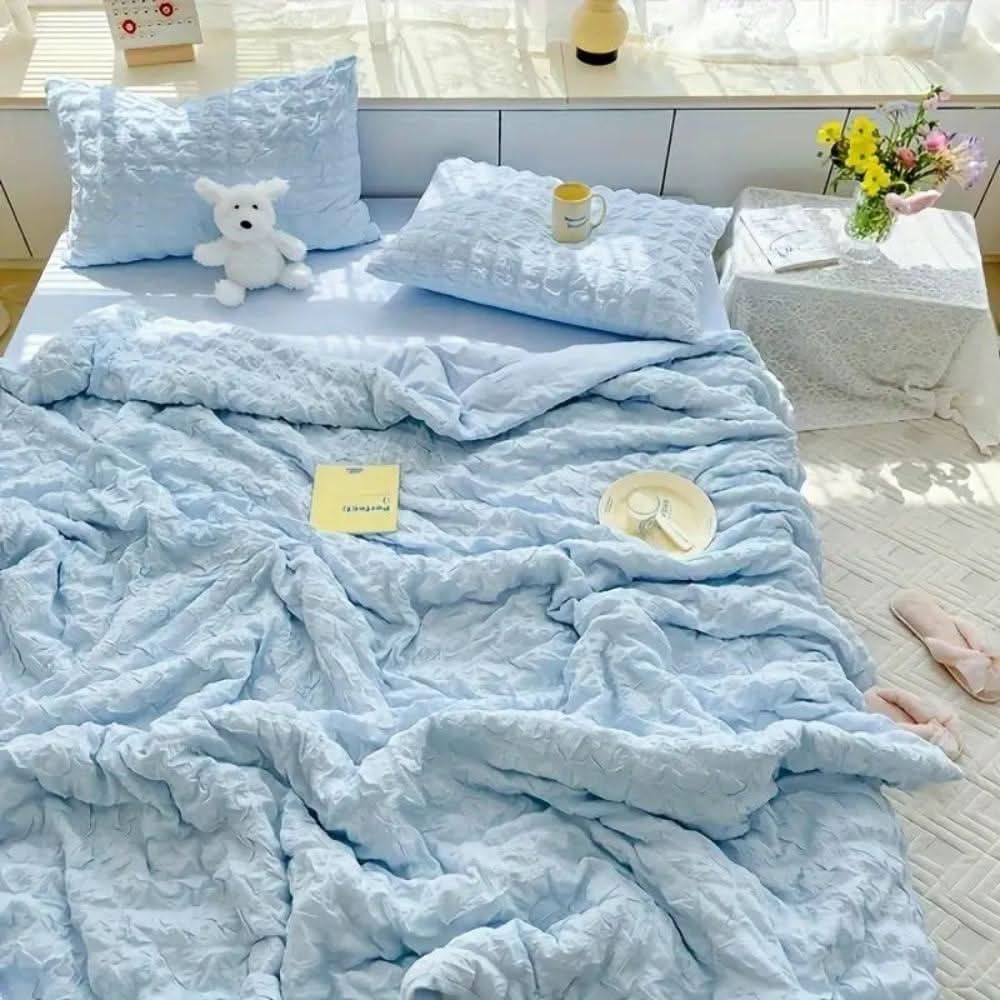 Lightweight Breathable Summer Blanket with Soft Wrinkled Texture | Cool, Airy Comfort in Summer | Throw Blankets