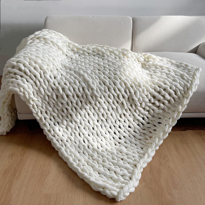 Handmade Chunky Knit Weighted Throw Blanket in Four Sizes from 1 kg to 8 kg | Weighted Chunky Knit Throw | Weighted Blankets