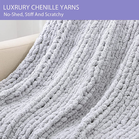 Handmade Chenille Chunky Knit Throw Blanket, Thick Cable Knit for Couch and Bed | Chunky Chenille Knit for Couch Weekends | Throw Blankets