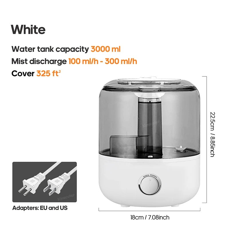3L Ultrasonic Humidifier with Aroma Diffuser, Adjustable Mist and Remote Control | Moist Air and Calm Scents | Humidifiers