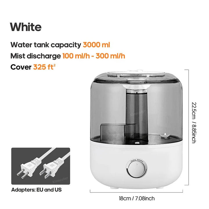 3L Ultrasonic Humidifier with Aroma Diffuser, Adjustable Mist and Remote Control | Moist Air and Calm Scents | Humidifiers