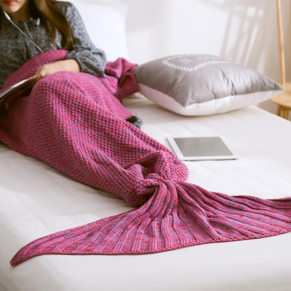 Crocheted Mermaid Tail Blanket in Soft Cotton Blend, Child and Adult | Snuggly Mermaid Tail Crochet | Throw Blankets