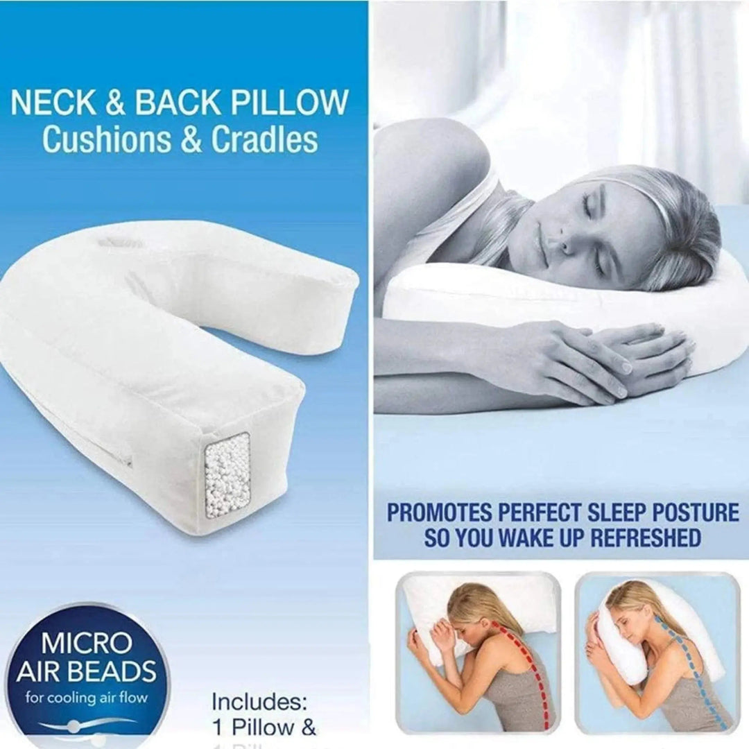 U-Shape Contour Pillow for Side Sleeping Comfort | Contoured Cradle for Side Sleepers | Bed Pillows
