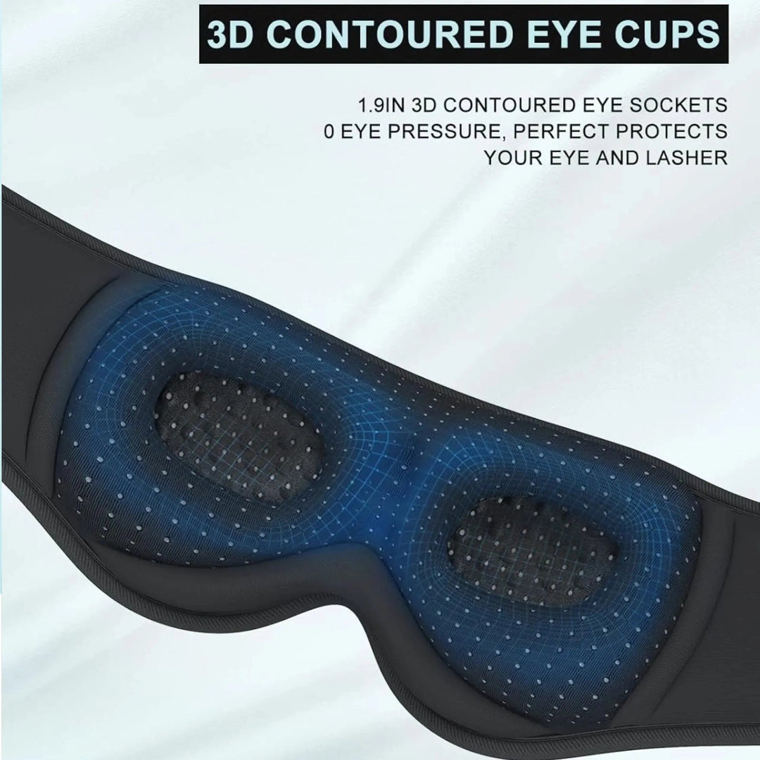 Bluetooth 5.4 Sleep Mask with Built-In Headphones and Memory Foam | Wireless Audio Sleep Mask for Side Sleepers | Sleep Masks