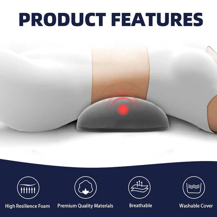 Contoured Memory Foam Lumbar Pillow with Anti-Slip Base | Lower Back Support That Stays Put | Lumbar Pillows