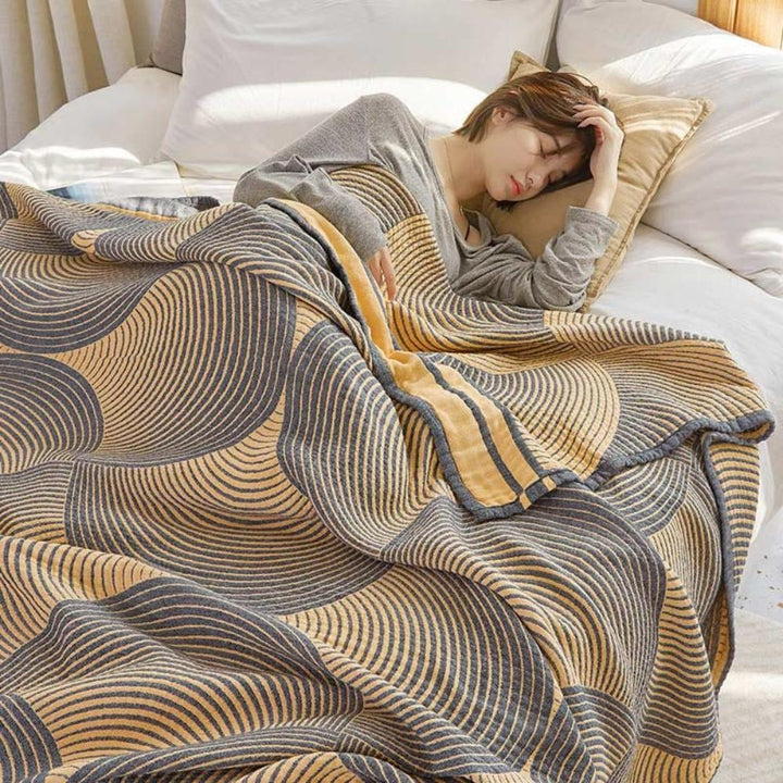 Reversible 4-Layer Cotton Muslin Blanket in Three Sizes | Four Layers of Soft Muslin | Throw Blankets