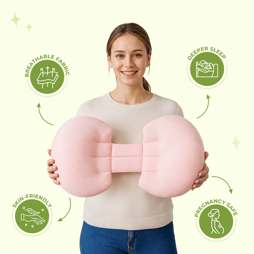 Maternity Side Sleeping Support Pillow in Pink, Green or Grey | Supportive Pillow for Pregnancy Nights | Pregnancy Pillows