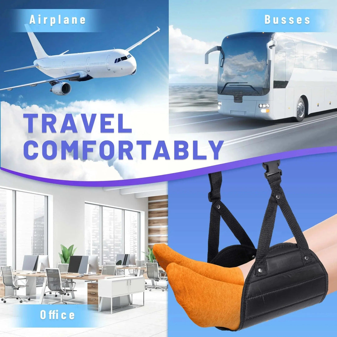 Adjustable Airplane Foot Hammock with Padded Base | Rest Your Feet on Long Flights | Travel Accessories