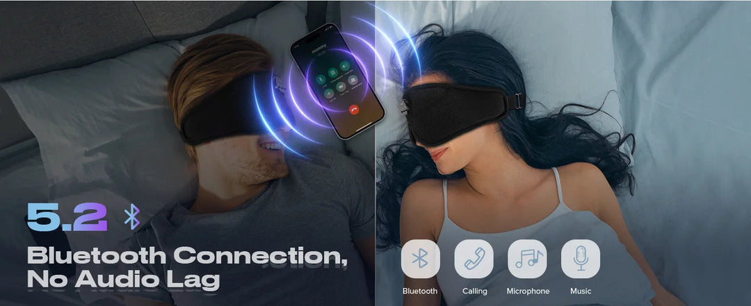 Bluetooth Sleep Mask with Headphones and Contoured Eye Cups | Block Light, Play Your Sounds | Sleep Masks