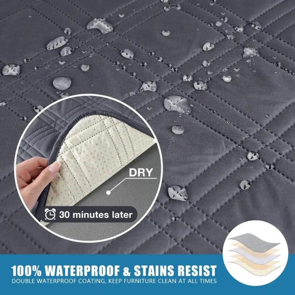 Quilted Waterproof Recliner Slipcover with Side Pocket and Elastic Band | Waterproof Recliner Cover, Fresh Look | Recliner Covers