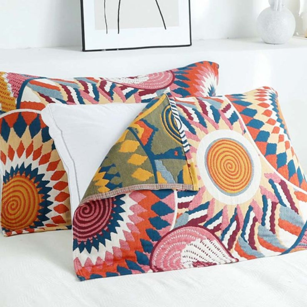 Nordic Sunburst 100% Cotton Button Pillowcases, Set of 2 | Natural Cotton with a Nordic Touch | Pillowcases