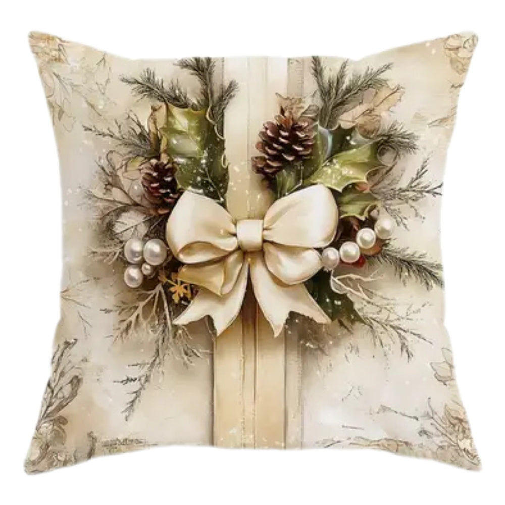 Golden Velvet Christmas Cushion Covers, 18 Inch with Zipper | Festive Gold Velvet Cushion Covers | Cushion Covers