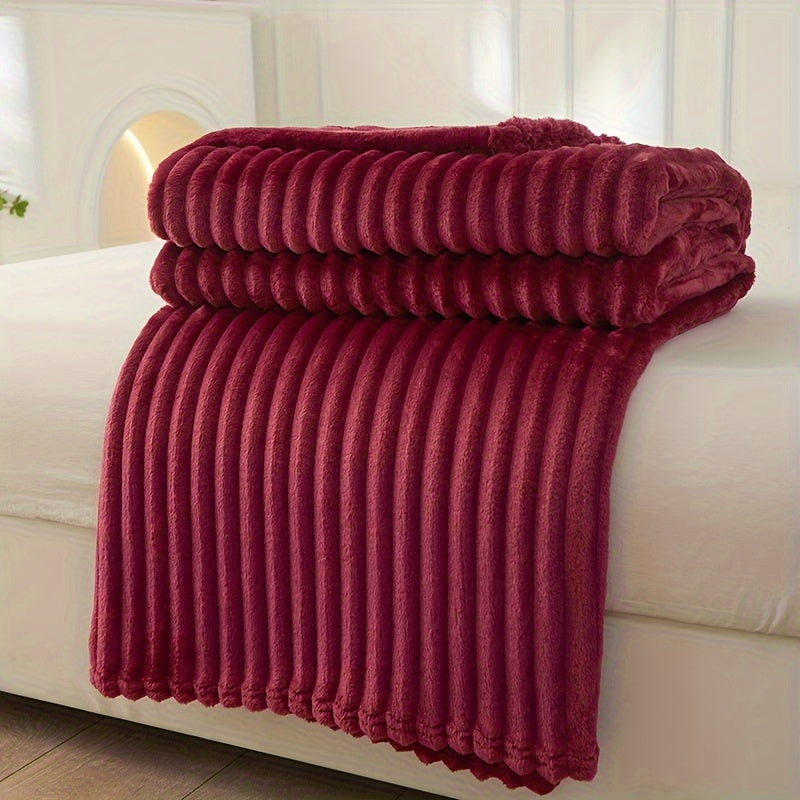 Soft Plush Ribbed Blanket for Couch and Bed Comfort | Ribbed Plush Warmth and Style | Throw Blankets