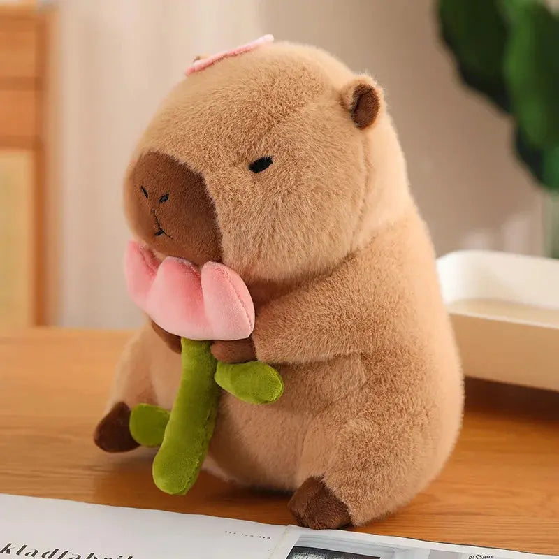 Cute Capybara Plush Pillow with Toast Accessory, 30cm or 50cm | Capybara Cushion with Accessories | Plush Pillows