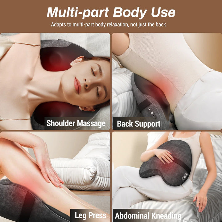 Shiatsu Lumbar Massage Pillow with Heat and Washable Cover | Warming Kneading for Your Lower Back | Massage Pillows