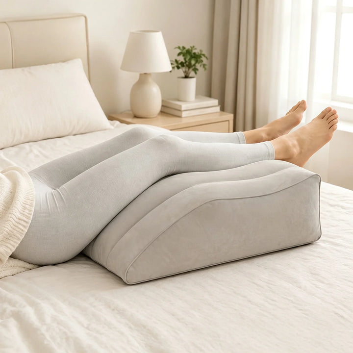 Inflatable Leg Elevation Pillow with Soft Flocked Finish | Portable Leg Lift Anywhere | Wedge Pillows