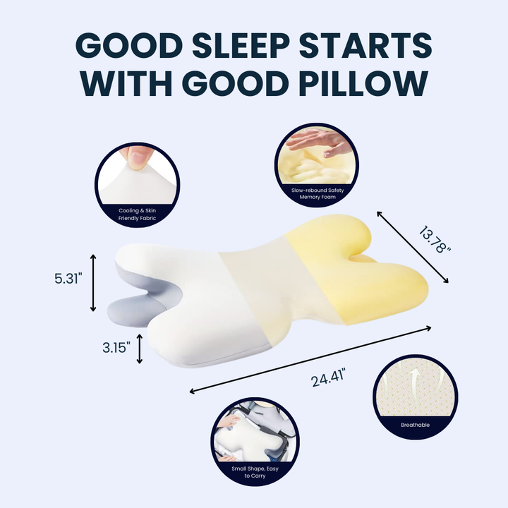 Ergonomic Memory Foam Cervical Pillow in Four Colours | Contoured Neck and Shoulder Comfort | Bed Pillows