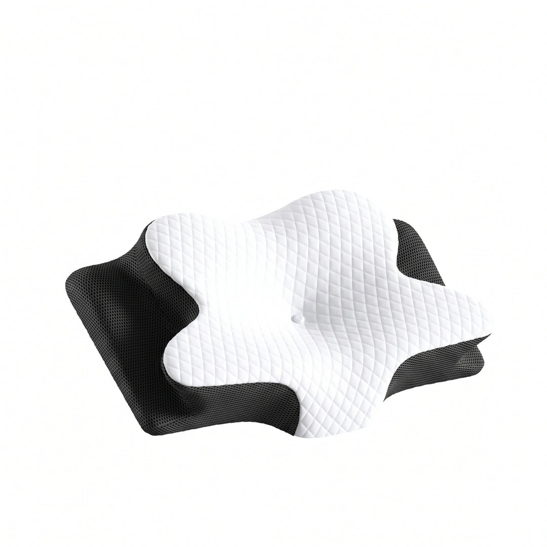 Adjustable Contour Memory Foam Pillow with Neck and Shoulder Support for Side, Back, and Stomach Sleepers