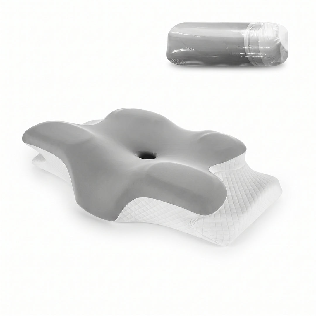 Adjustable Contour Memory Foam Pillow with Neck and Shoulder Support for Side, Back, and Stomach Sleepers