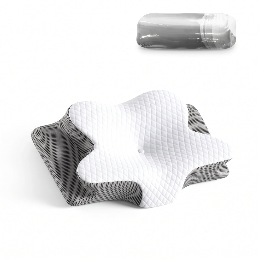Adjustable Contour Memory Foam Pillow with Neck and Shoulder Support for Side, Back, and Stomach Sleepers