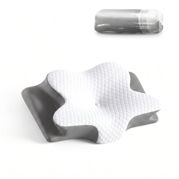 Adjustable Contour Memory Foam Pillow with Neck and Shoulder Support for Side, Back, and Stomach Sleepers