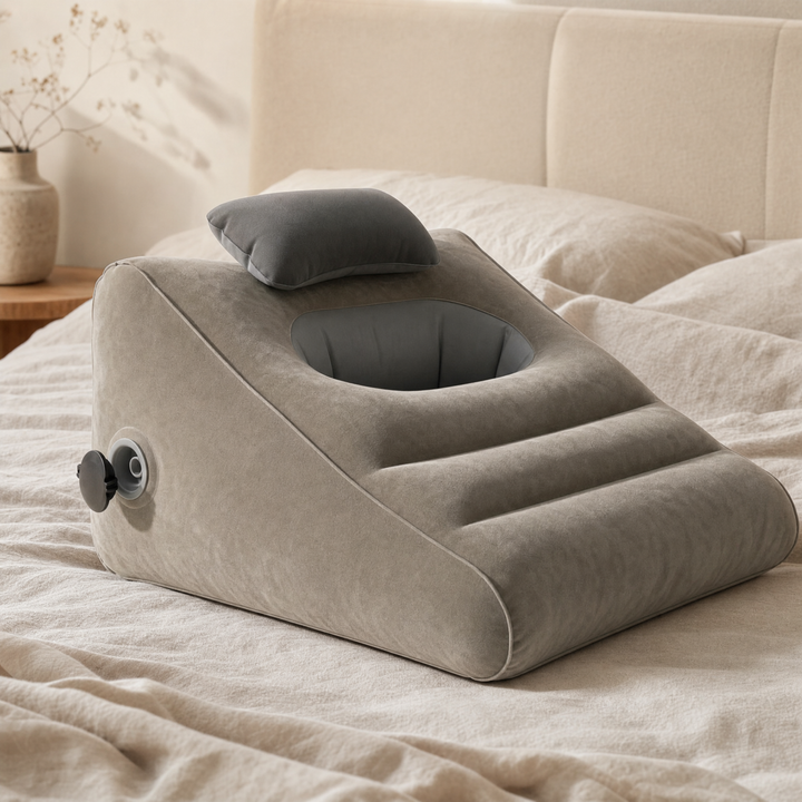 Portable Inflatable Wedge Pillow with Built-In Inflating Storage Bag | Inflates in Seconds, Packs Flat | Wedge Pillows