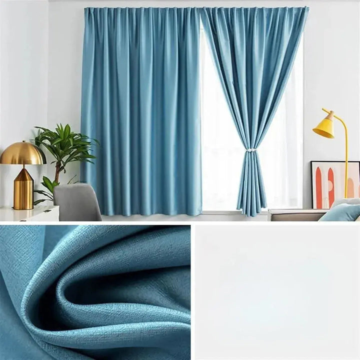 Full Blackout Velcro Window Curtain with UPF100 Polyester Fabric | Punch-Free Light Blocking Shade | Blackout Curtains