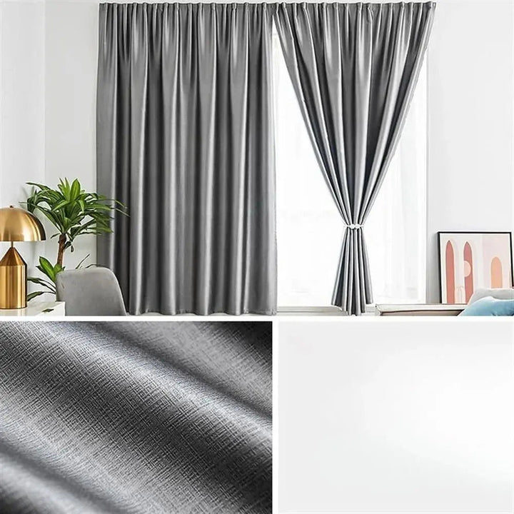 Full Blackout Velcro Window Curtain with UPF100 Polyester Fabric | Punch-Free Light Blocking Shade | Blackout Curtains