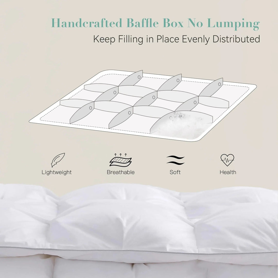 All-Season Goose Down Comforter with Baffle Box Stitching | Balanced Warmth for Every Season | Comforters