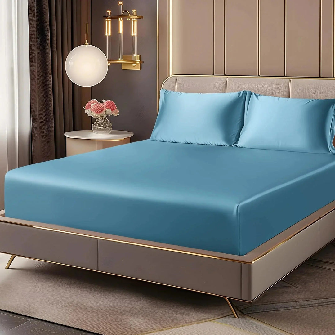 Luxury Satin Fitted Sheet Set, 3 Pieces with 35cm Deep Pockets | Smooth Satin Sheets That Fit Snugly | Bedding Sets