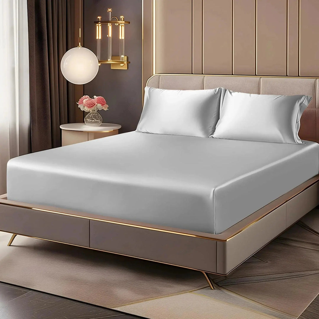 Luxury Satin Fitted Sheet Set, 3 Pieces with 35cm Deep Pockets | Smooth Satin Sheets That Fit Snugly | Bedding Sets
