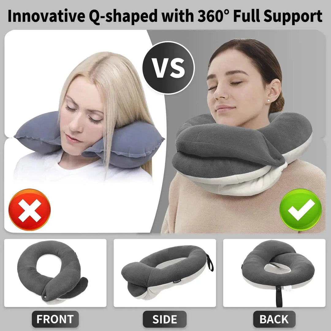 360-Degree Travel Pillow Kit with 3D Eye Mask, Earplugs and Storage Bag | Complete Travel Rest Kit | Travel Pillows
