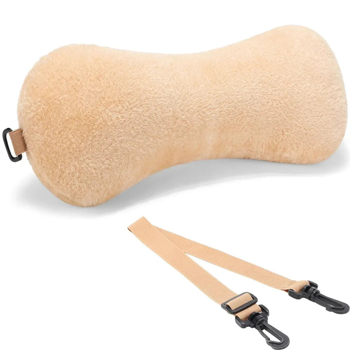 Plush Recliner Neck Pillow with Strap, Bone-Shaped Sherpa | Neck Rest That Stays Put | Neck Pillows